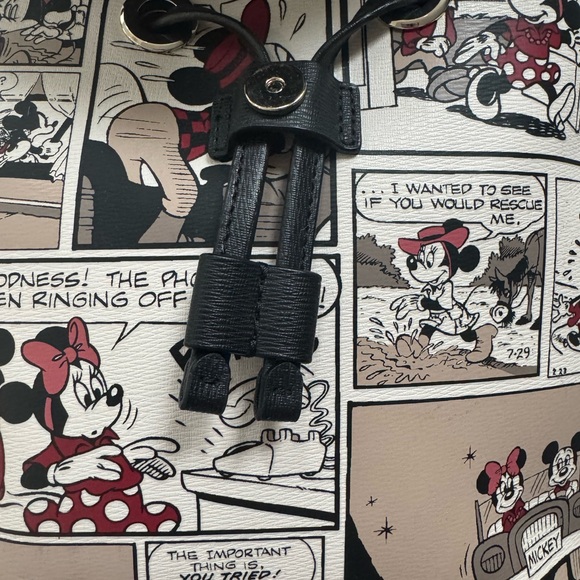 Unisex Kate Spade Black and Tan Comic Print Disney Minnie Mickey Mini Backpack - Picture 2 of 5